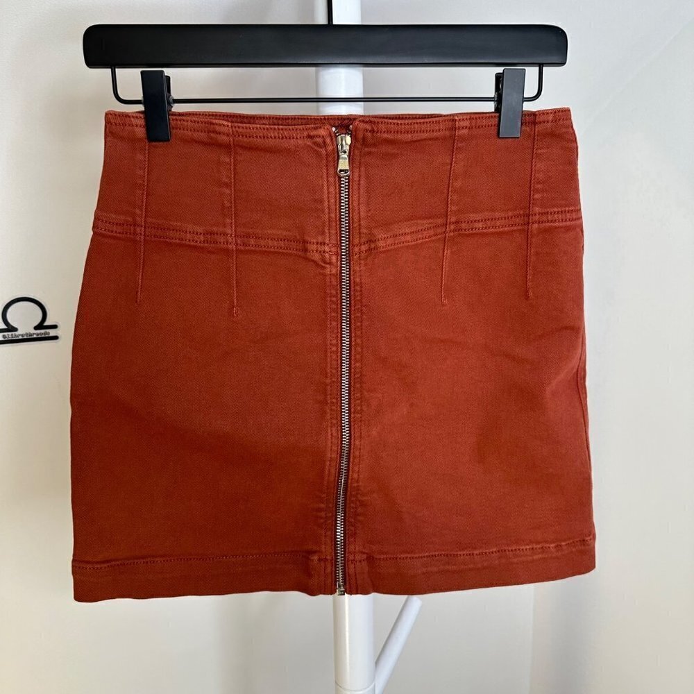 Free People We The Free Dark Orange Zip Mini Skirt